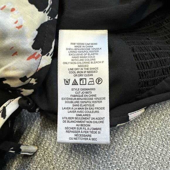 Joie Silk Blend Jumpsuit Size 0 Black Floral Keyhole Wide Leg Coastal New - Picture 7 of 10